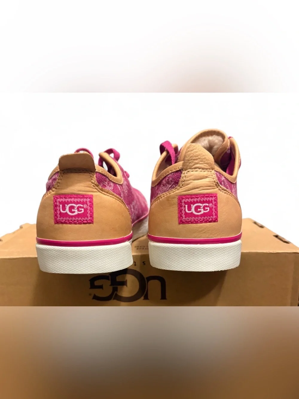UGG Evera Denim Logo Print Sherpa Lined Sneakers in Pink Women